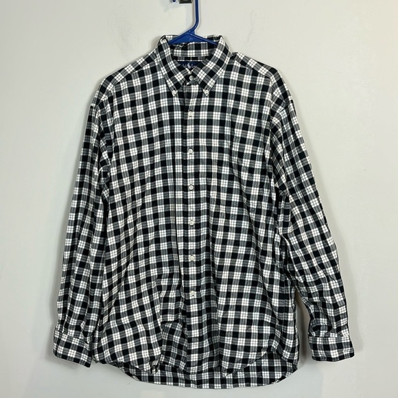 Ralph Lauren black and white checkered long sleeve button down shirt men size L - Picture 1 of 5